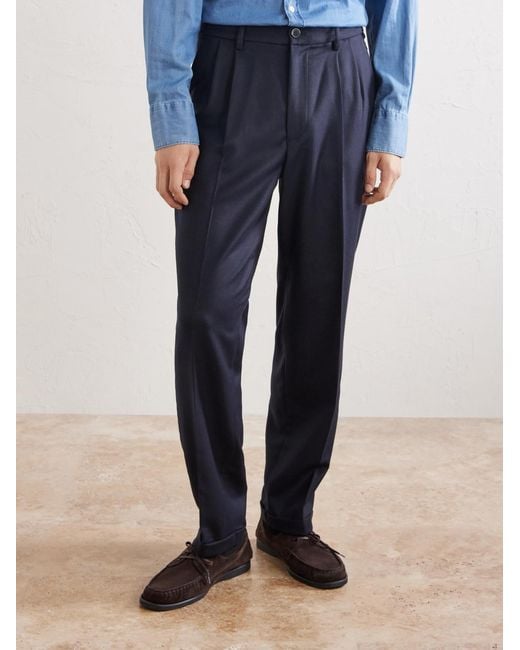 Barena Blue Straight-leg Wool-flannel Suit Trousers for men