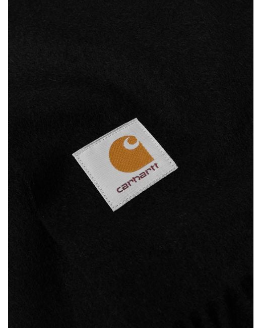 Carhartt Black Clan Logo-appliquéd Fringed Wool Scarf for men