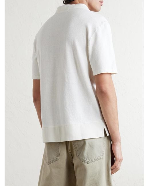 Mr P. White Camp-Collar Linen And Organic Cotton-Blend Shirt for men
