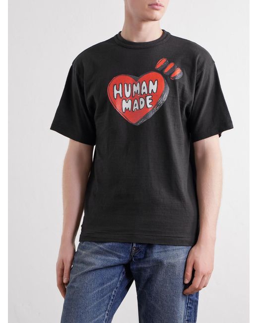 Human Made Black Printed Cotton-Jersey T-Shirt for men