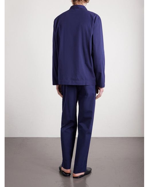 Tekla Blue Straight-Leg Organic Cotton-Poplin Pyjama Trousers for men