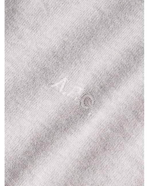 Pullover in misto cotone e cashmere con logo ricamato Julio di A.P.C. in White da Uomo