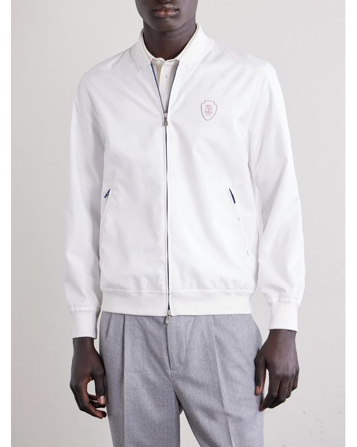 Brunello Cucinelli White Logo-Appliquéd Shell Jacket for men