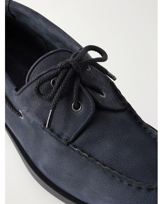 John Lobb Blue Foil Nubuck Boat Shoes for men