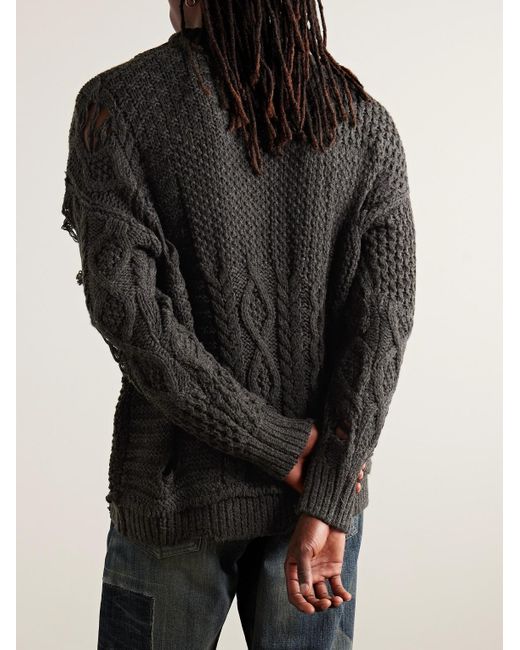 Neighborhood Black Savage Logo-appliquéd Distressed Knitted Sweater for men
