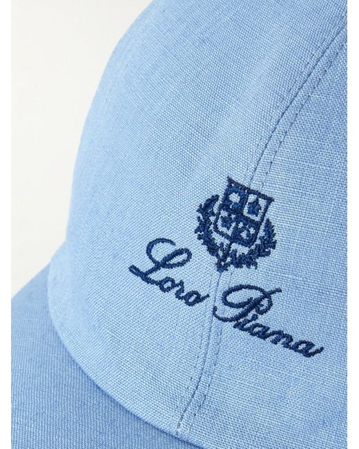 Loro Piana Blue Logo-embroidered Linen Baseball Cap for men