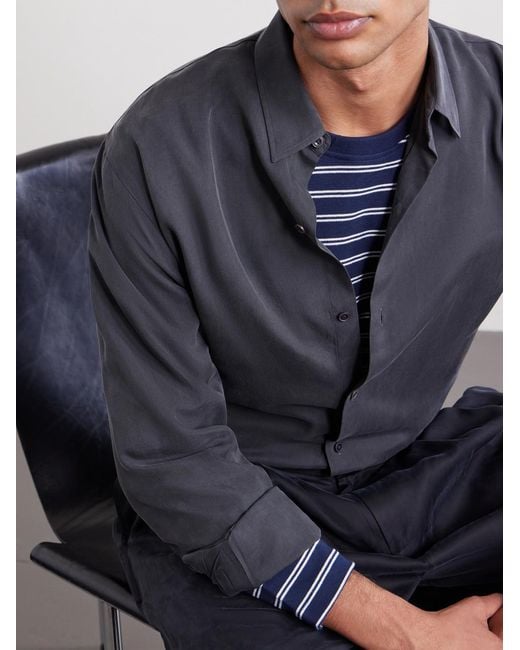 Kaptain Sunshine Blue Silk-gabardine Shirt for men