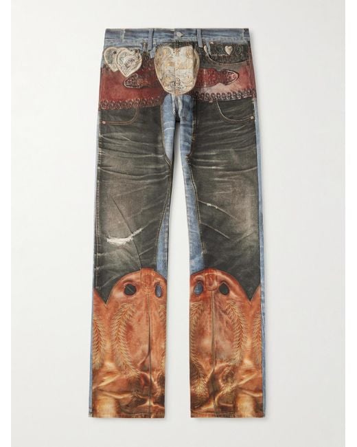 Acne Gray Trompe L'Oeil Straight-Leg Brushed Jeans for men