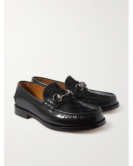 Gucci Kaveh Loafers aus Leder mit Logoprägung und Horsebit-Detail in Black für Herren