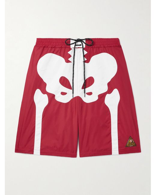 Kapital Red Straight-Leg Long-Length Panelled Swim Shorts for men