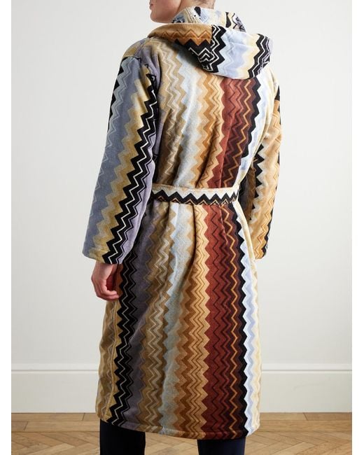 Missoni Multicolor Giacomo Striped Cotton-Terry Hooded Robe for men