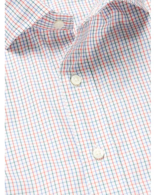 Sid Mashburn White Checked Cotton-Poplin Shirt for men