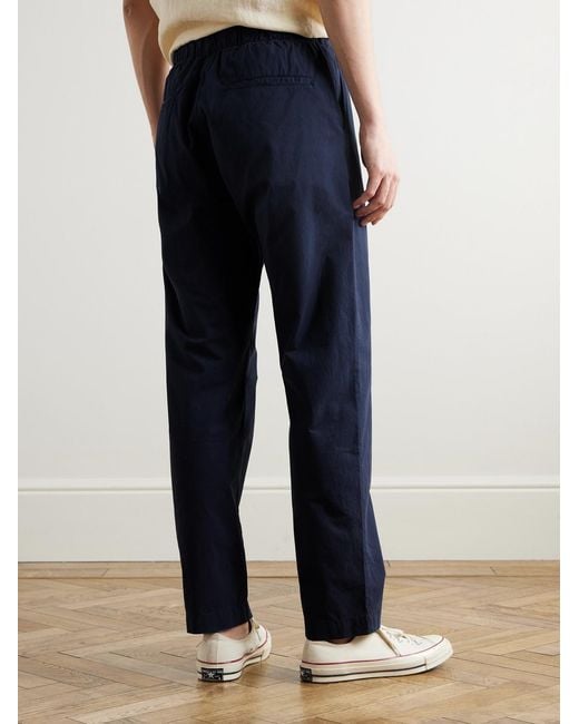 Hartford Blue Joggy Straight-Leg Cotton-Twill Trousers for men