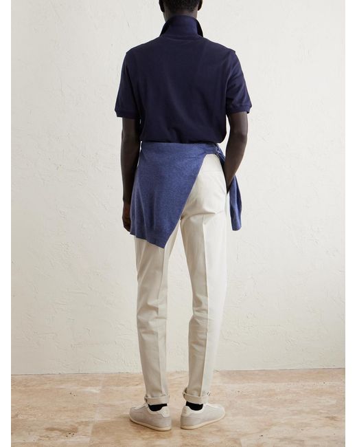 Brunello Cucinelli Blue Cotton-Piqué Polo Shirt for men