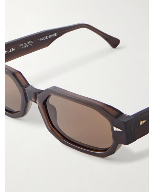 Ahlem Brown Jules Oval-Frame Tortoiseshell Acetate Sunglasses for men
