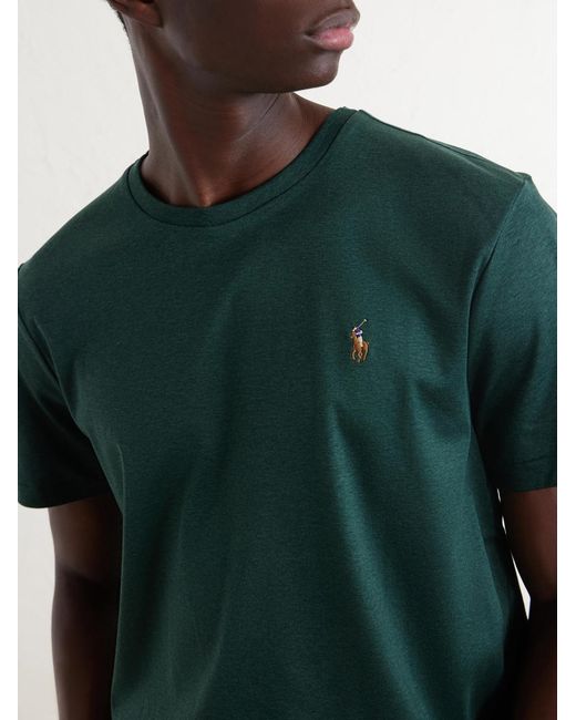 Polo Ralph Lauren Green Logo-embroidered Cotton-jersey T-shirt for men