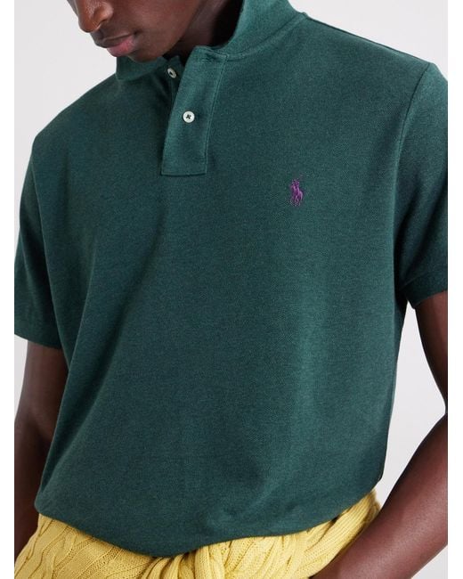 Polo Ralph Lauren Green Logo-Embroidered Cotton-Piqué Polo Shirt for men