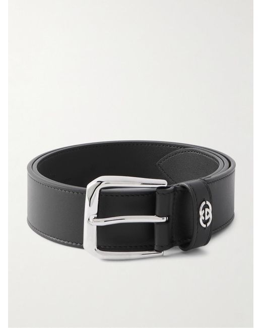 Gucci Black 3.5cm Logo-embellished Leather Belt for men