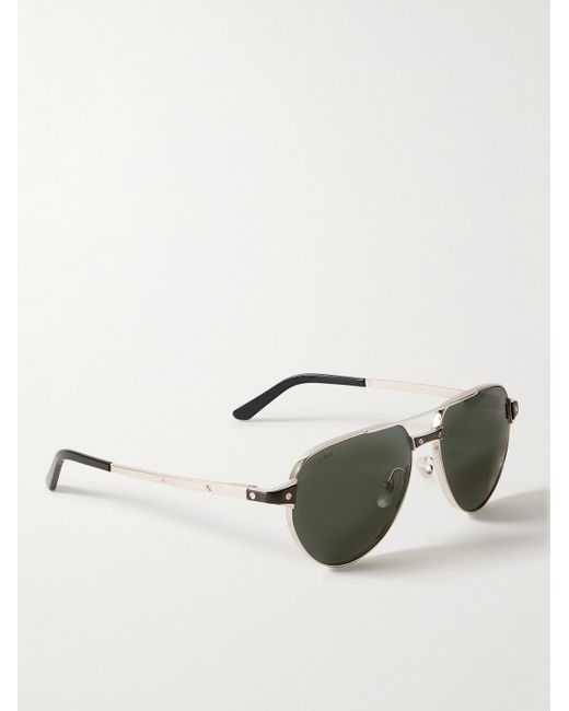 Cartier Pilotensonnenbrille mit silberfarbenem Rahmen in Metallic für Herren