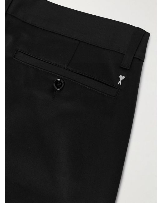 AMI Black Straight-Leg Cotton-Sateen Chinos for men