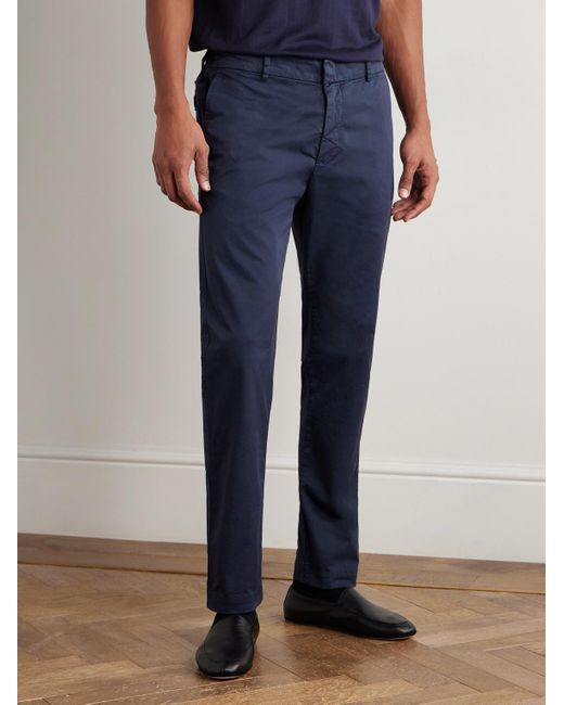 Barena Blue Tapered Stretch-Cotton Gabardine Trousers for men