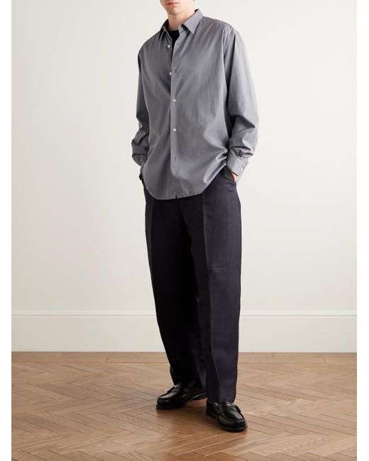 A.PRESSE Gray Cotton And Silk-Blend Shirt for men