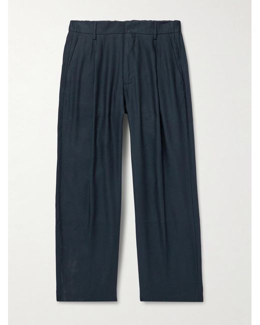 NN07 Blue Kay 10037 Straight-Leg Pleated Woven Trousers for men