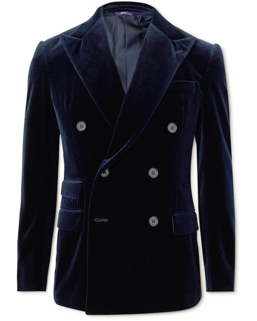 Ralph Lauren Purple Label Kent Slimfit Doublebreasted Cottonvelvet Suit Jacket in Blue for