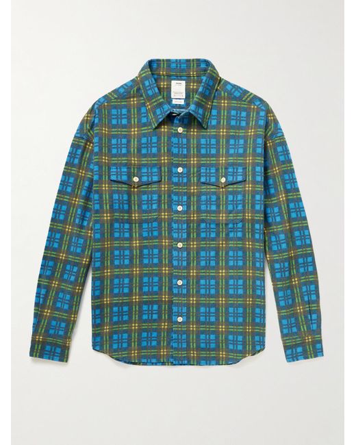 Visvim Pioneer Checked Cotton-flannel Shirt in Blue for Men | Lyst UK