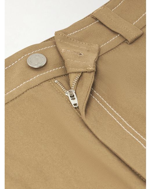 AMI Natural Straight-Leg Cotton-Canvas Trousers for men