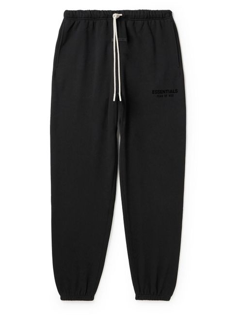 Fear Of God Black Logo-appliquéd Cotton-blend Jersey Sweatpants for men