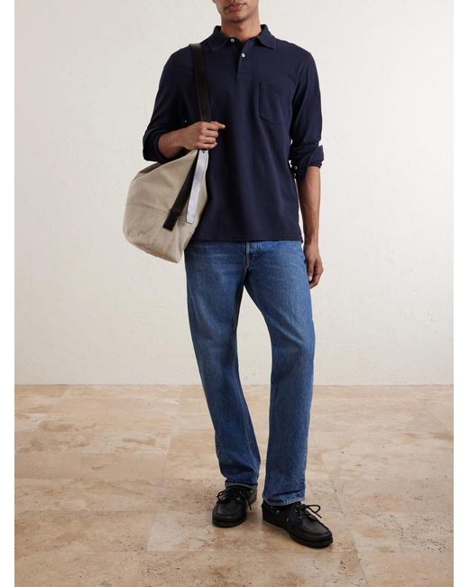 Hartford Blue Cotton-Piqué Polo Shirt for men