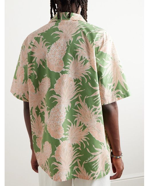 Valentino Garavani Multicolor Sun Surf Logo-Appliquéd Camp-Collar Printed Cotton-Poplin Shirt for men