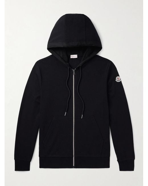 Moncler Blue Logo-Appliquéd Cotton-Jersey Zip-Up Hoodie for men