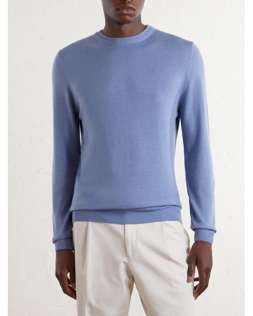 Canali Blue Wool Sweater for men