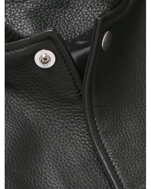 Mr P. Blue Full-Grain Leather Varsity Jacket for men
