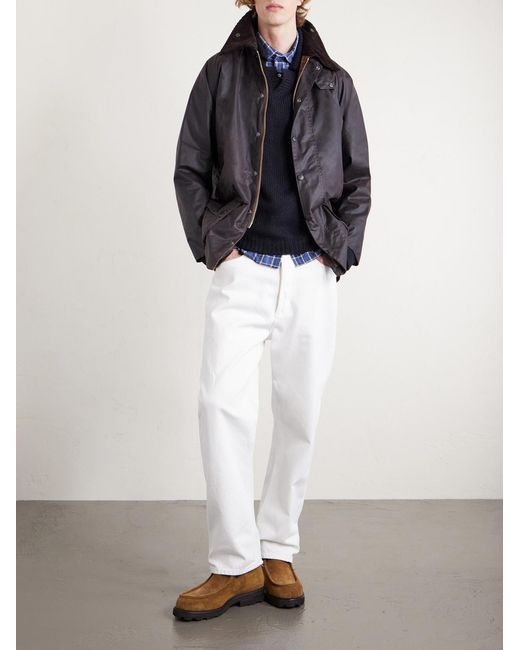 Barbour Gray Beaufort Corduroy-trimmed Waxed-cotton Jacket for men