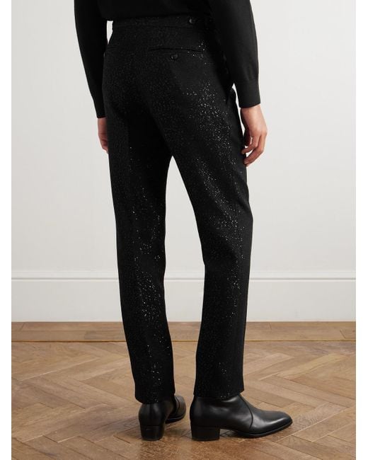Tom Ford Blue Tapered Sequin-embellished Wool-blend Bouclé Suit Trousers for men