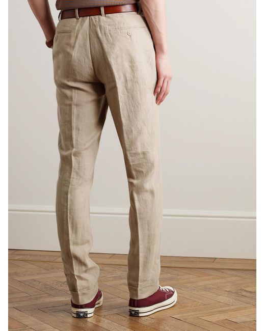 Pantaloni a gamba affusolata in lino di Polo Ralph Lauren in Natural da Uomo