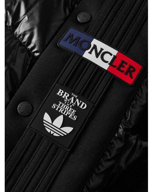 Moncler Genius Adidas Originals Beiser gesteppte Daunenjacke aus glänzendem Shell mit Besatz aus technischem Jersey und Kapuze in Black für Herren