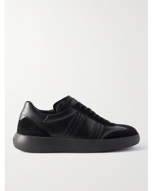 Brioni Black Suede-trimmed Leather Sneakers for men
