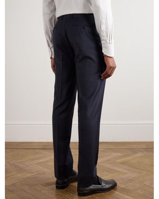 Canali Blue Slim-Fit Straight-Leg Checked Super 130S Wool Suit Trousers for men