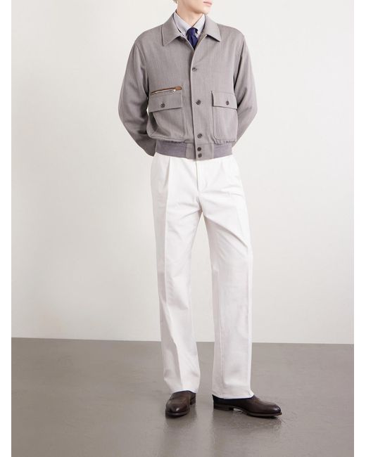Dunhill Gray Suede-Trimmed Wool Jacket for men