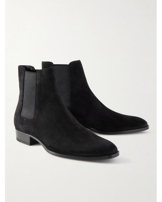 Saint Laurent Black Wyatt 30 Suede Boot for men
