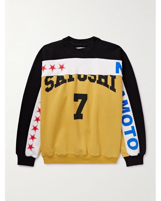 Satoshi Nakamoto Black Panelled Printed Cotton-Jersey Sweatshirt for men