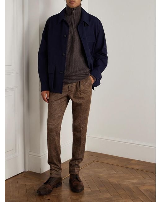 James Purdey & Sons Gray Clifford Ribbed Wool And Cashmere-Blend Half-Zip Sweater for men