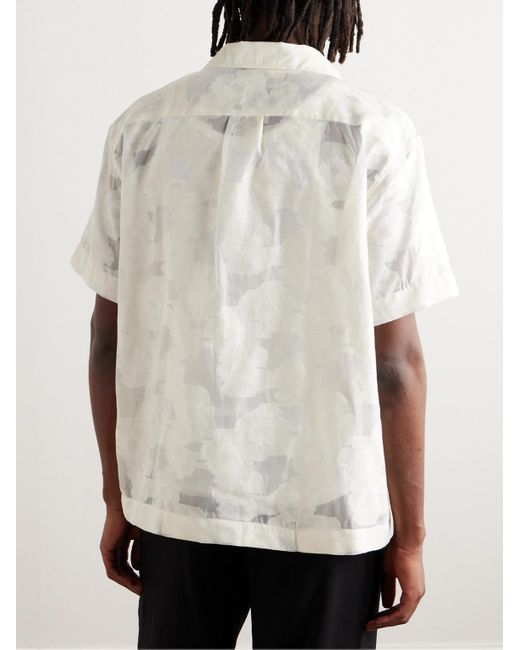 mfpen White Holiday Camp-collar Floral-jacquard Cotton-blend Shirt for men