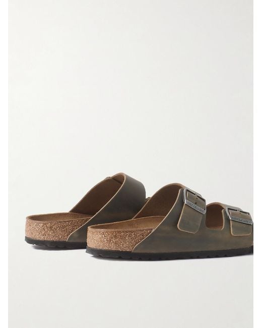 Birkenstock Green Arizona Leoi Distressed Oiled-leather Sandals for men