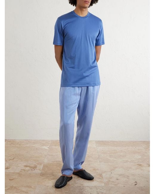 Zimmerli of Switzerland Blue Sea Island Cotton-Jersey T-Shirt for men
