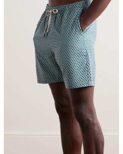 Faherty Brand Blue Shorelite Straight-leg Mid-length Printed Recycled Swim Shorts for men